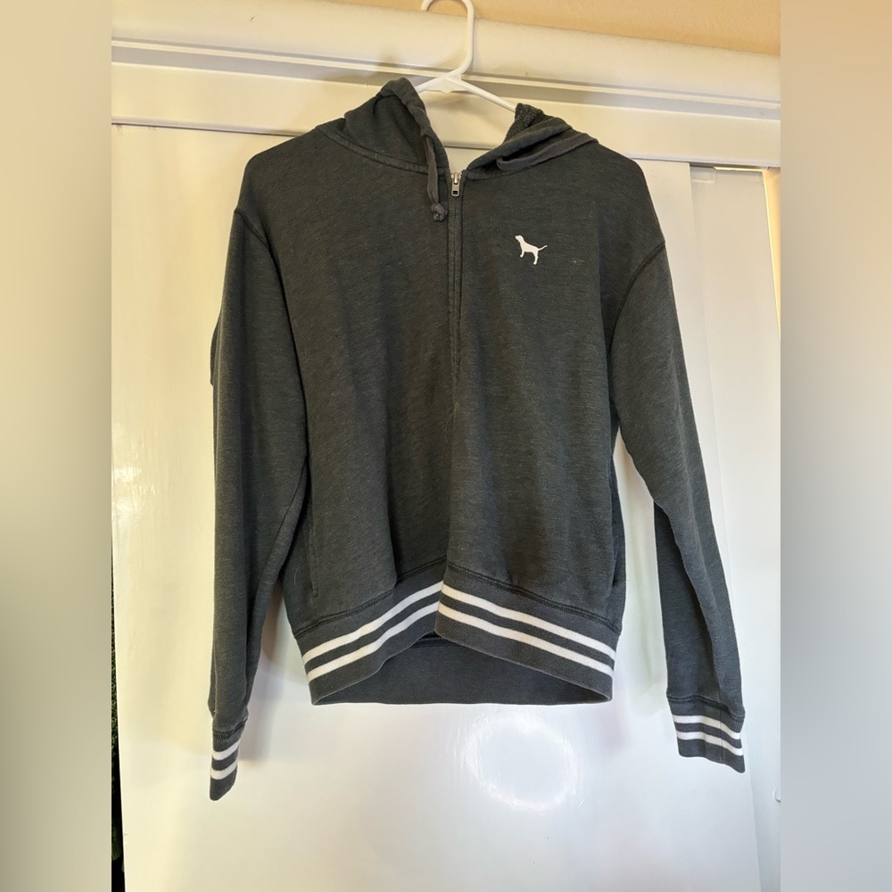 Women’s dark gray, pink hoodie, size extra, small worn, but in good condition